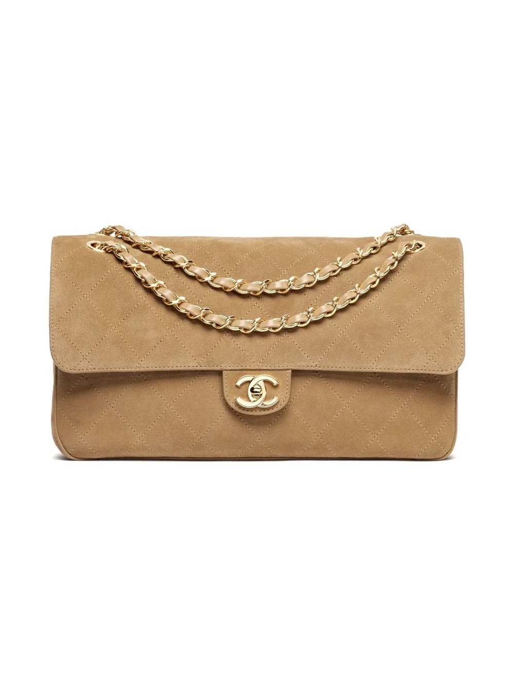 Authentic CHANEL SS26 Suede Maxi Flapbag (Dark Beige w/GHW) *NWT & NIB*